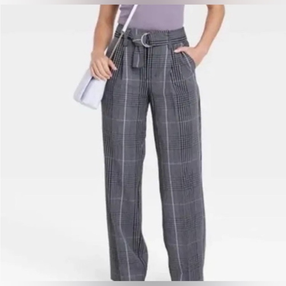 A New Day Women's High-Rise Relaxed Fit Straight Belted Trousers